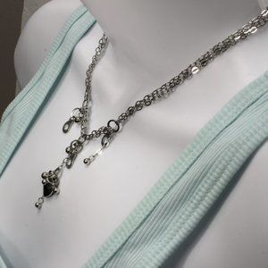 New 925 Silver Multi Strand Link Heart Necklace
